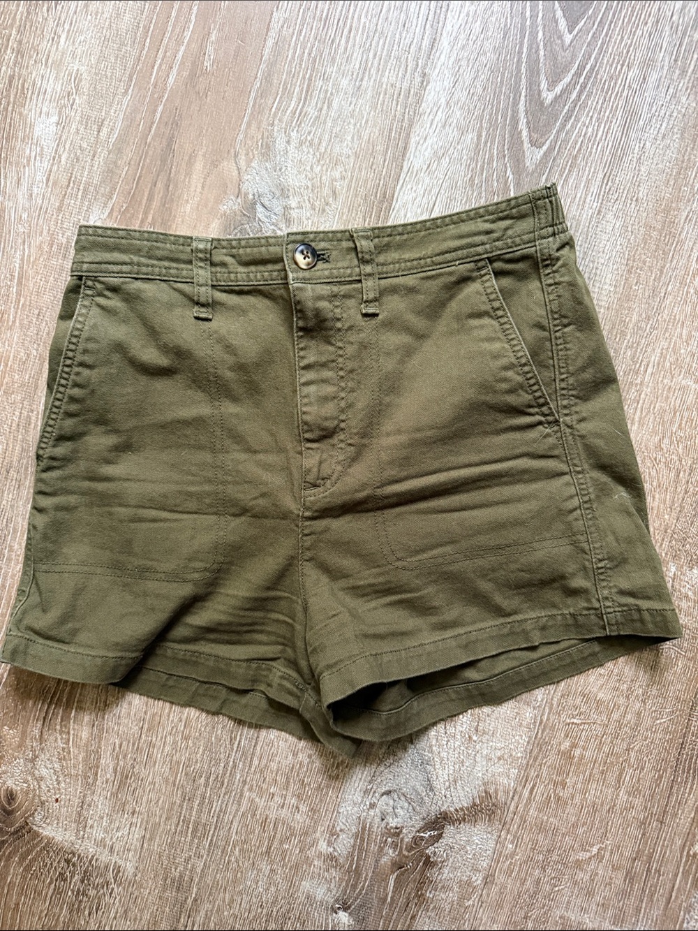 Madewell Olive High Rise Camp Shorts